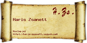 Haris Zsanett névjegykártya